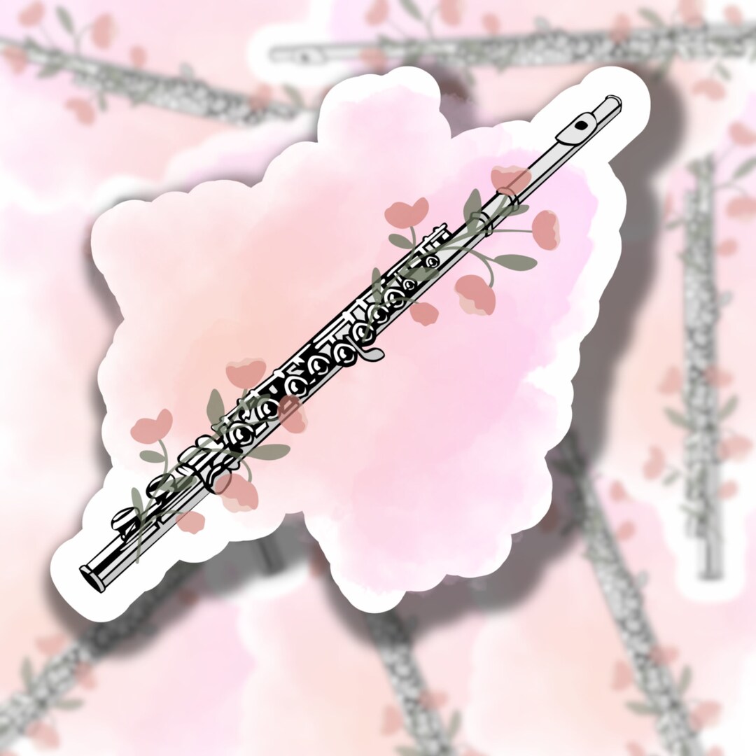 Marching Band Sticker, Flute Sticker, Floral Sticker, Laptop Sticker