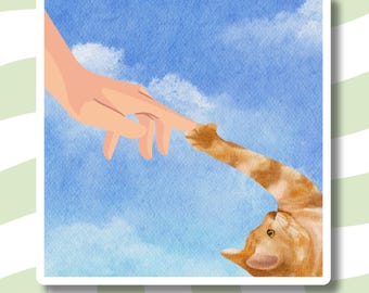 Funny cat sticker, laptop sticker, gift for cat mom, orange cat sticker, sarcastic sticker, classic art sticker, cat mom sticker, cat lover
