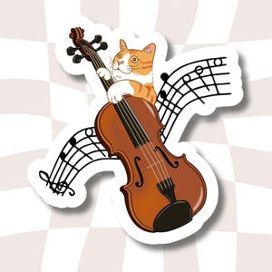 Orchestra strings sticker, violin sticker, cat sticker, funny sticker, laptop sticker, kitty sticker, viola sticker
