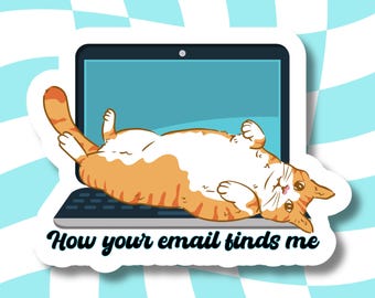 Funny Cat Email Sticker | Office Humor Laptop Decal