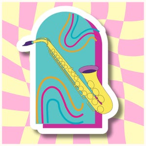 Saxophone sticker | laptop sticker | die cut sticker | planner sticker | marching band sticker | saxophone player | happy planner sticker