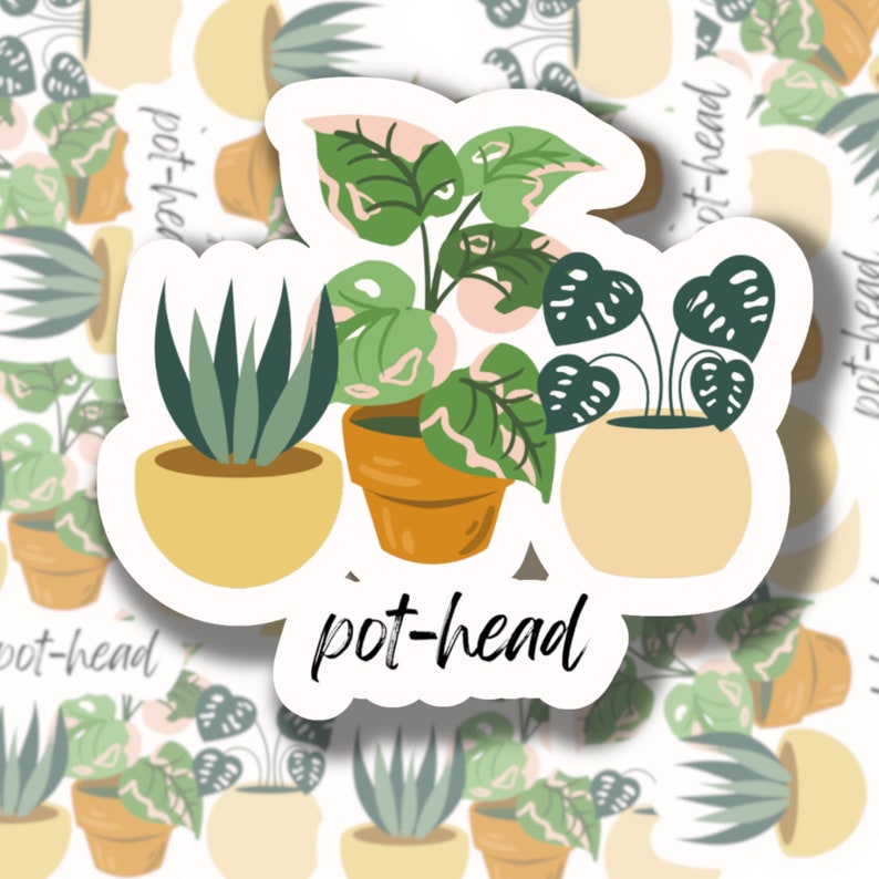 Pot Head Sticker, Plant Lover Sticker | Die Cut Sticker | Planner ...