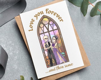 Halloween wedding card | dia de los muertos | anniversary card for Halloween Lover, Halloween bride card, spooky anniversary card, gothic