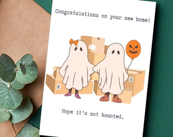 New home card | congrats on your new home | funny greeting card | card for new apartment | new neighbor card | card for new house, haunted