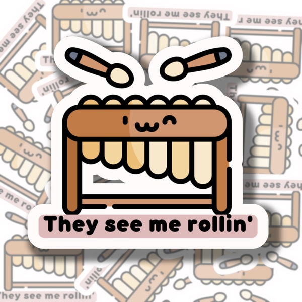 Marching band sticker, percussion sticker, pit percussion sticker, marimba sticker, funny sticker, laptop sticker, cute sticker