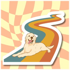 Happy dog sticker | laptop sticker | die cut sticker | dog decal | golden retriever sticker | happy mood sticker| fur baby, dog mom
