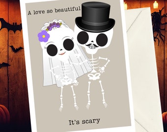 Halloween wedding card | dia de los muertos | wedding card for Halloween Lover, Halloween bridal shower, spooky wedding card, gothic wedding