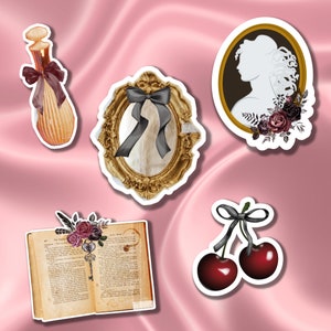 Dark coquette sticker pack, coquette stickers, cherry sticker, gift for friend, coquette aesthetic, laptop sticker, water bottle sticker
