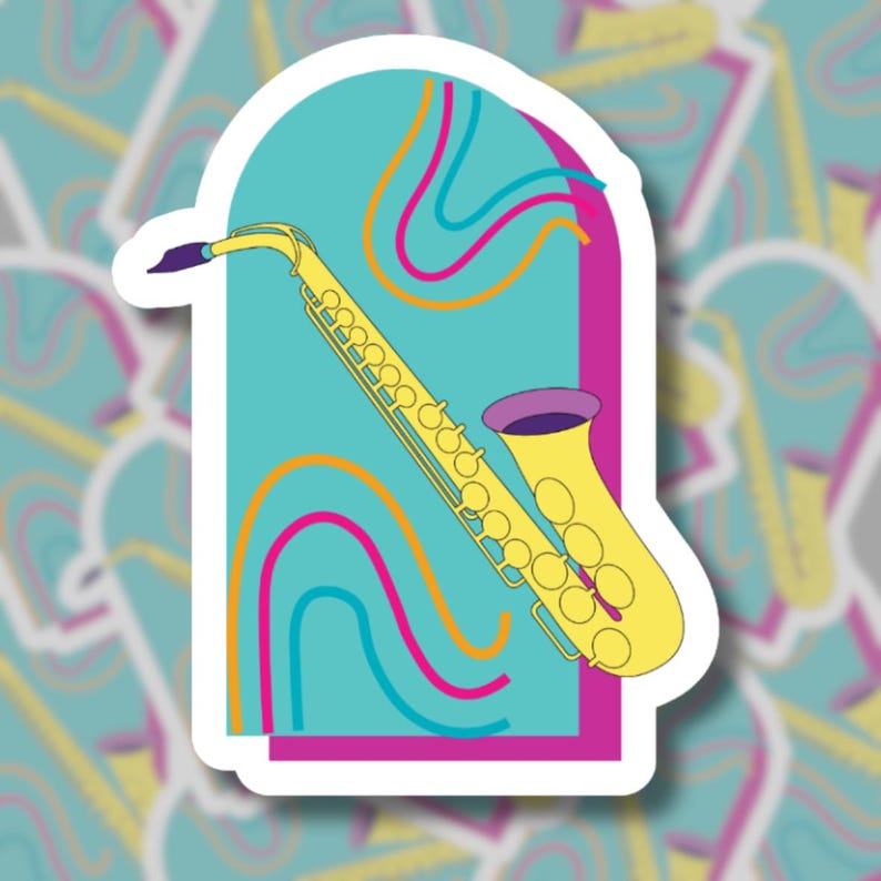 Saxophone Sticker | Laptop Sticker | Die Cut Sticker | Planner Sticker ...