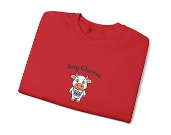 Sudadera con estampado de vaca y queso / Diseño de dibujos animados de lácteos