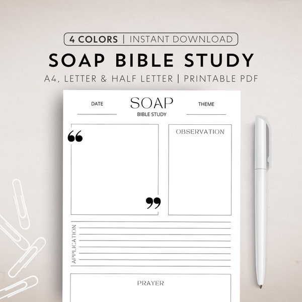 Printable SOAP Bible Study Template SOAP Study Method Bible Study Journal Digital SOAP Bible Printable Template Goodnote Bible Worksheet