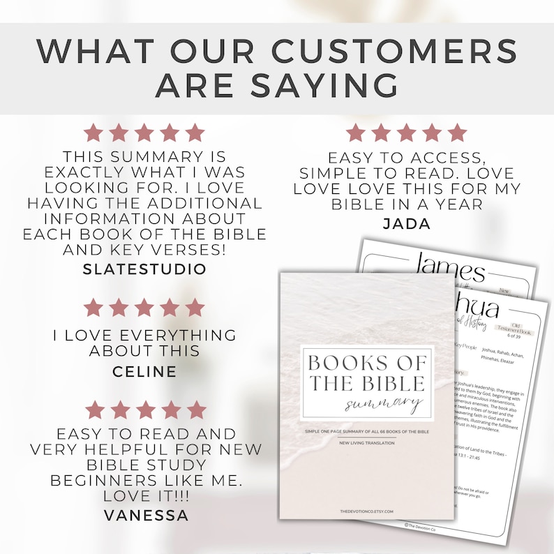 Customer review of the Bible Book Summary Printable