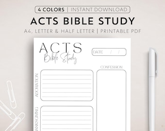 New Christian Printable Bible Study PDF Simple Bible Study Template Bible Tool Scripture Study Bible Guide Read the Bible ACTS Digital