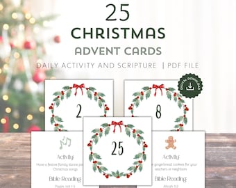 Christmas Advent Activity Card Christmas Countdown Printable Advent Card Family Advent Kids Christmas Activities Printable Kid Bible Advent