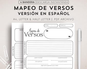 Mapeo de Versos Printable Spanish Bible Verse Mapping Christian Read the Bible Resource Estudio de la Biblia en Español Scripture Journal