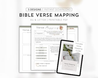 Christian Floral Bible Verse Mapping Template Scripture Mapping Journal Digital Bible Study Verse Map Guide Printable Bible Mapping Note PDF