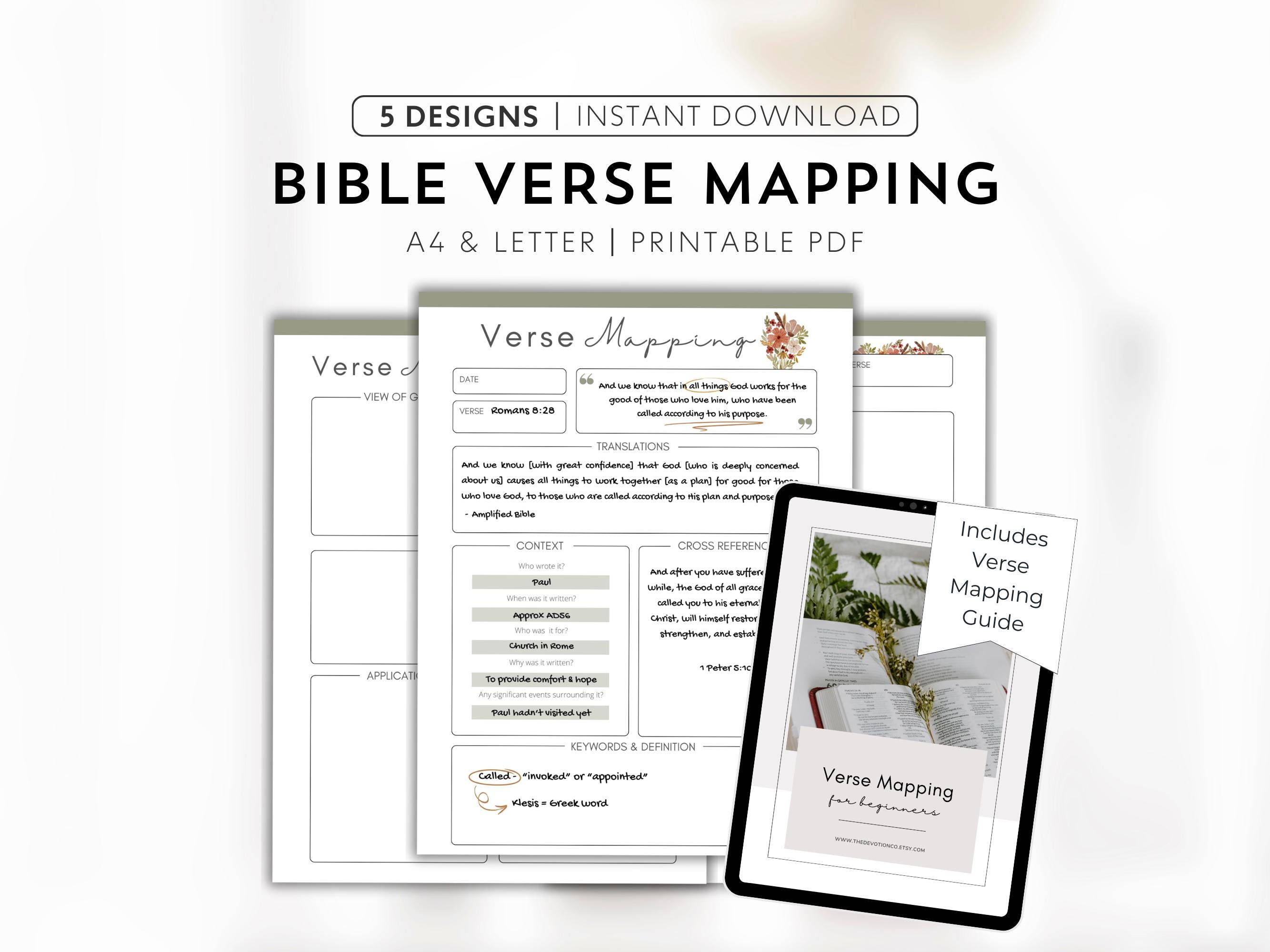 Christian Floral Bible Verse Mapping Template Scripture Mapping Journal ...
