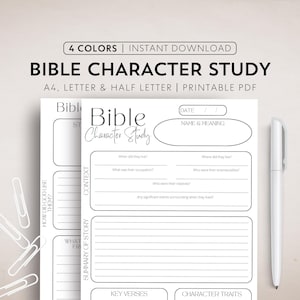 Character Bible Study Template Printable Bible Study Notes Character Study Bible Group Worksheet Bible Digital Study Printable PDF Bible