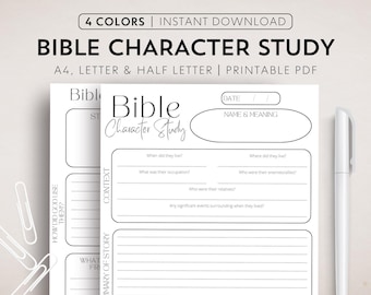 Character Bible Study Template Printable Bible Study Notes Character Study Bible Group Worksheet Bible Digital Study Printable PDF Bible