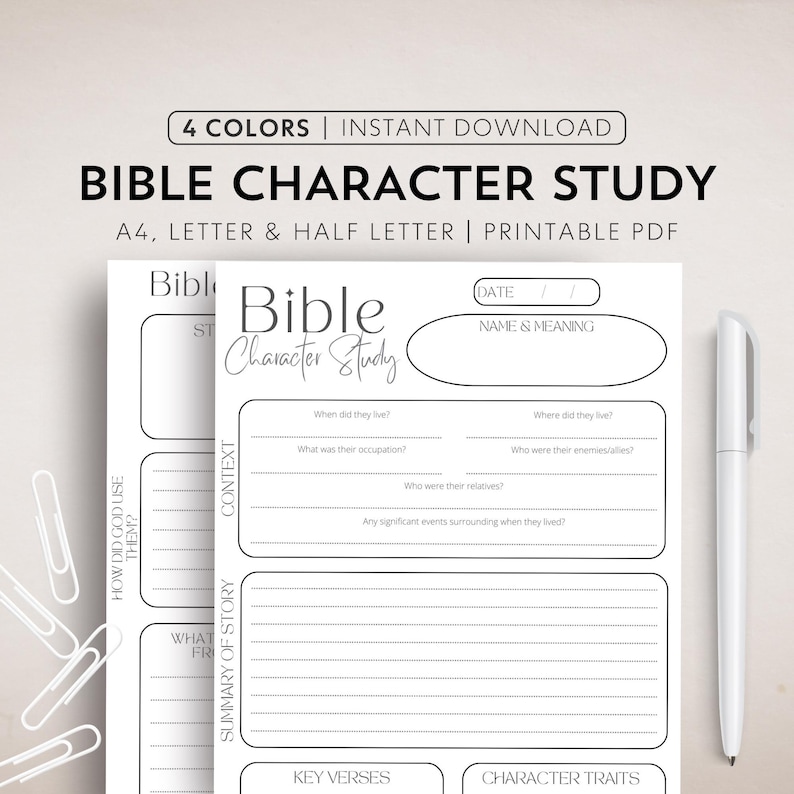 Character Bible Study Template Printable