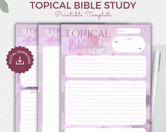Topical Bible Study Template: Printable Word Study (Digital Download)