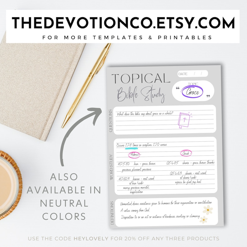 Printable Topical Bible Study Template Bible Word Study - Etsy