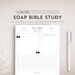 Modello di studio biblico SOAP stampabile Metodo di studio SOAP Diario di studio biblico Modello di studio biblico SOAP digitale Foglio di lavoro biblico Goodnote