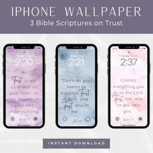 Phone Wallpaper Digital Download Bible Verse iPhone Background Scripture Wallpaper Trust Bible Verse Background Encouraging Phone Wallpaper