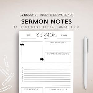 Digital Sermon Note Template Printable Sermon Note Journal Sermon Note Printable Church Note PDF Sermon Journal Goodnote Sermon Template