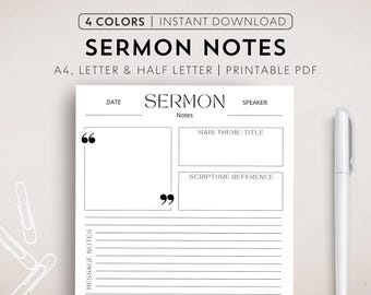 Digital Sermon Note Template Printable Sermon Note Journal Sermon Note Printable Church Note PDF Sermon Journal Goodnote Sermon Template