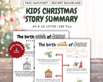 Julberättelse för barn, utskrivbar adventsberättelse om Jesu födelse, sammanfattning, barns jul, söndagsskoleaktivitet, julberättelse i PDF-format, bibelberättelse