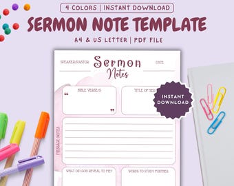 Kids Sermon Notes Template: Church Note Taking Sheet (PDF)