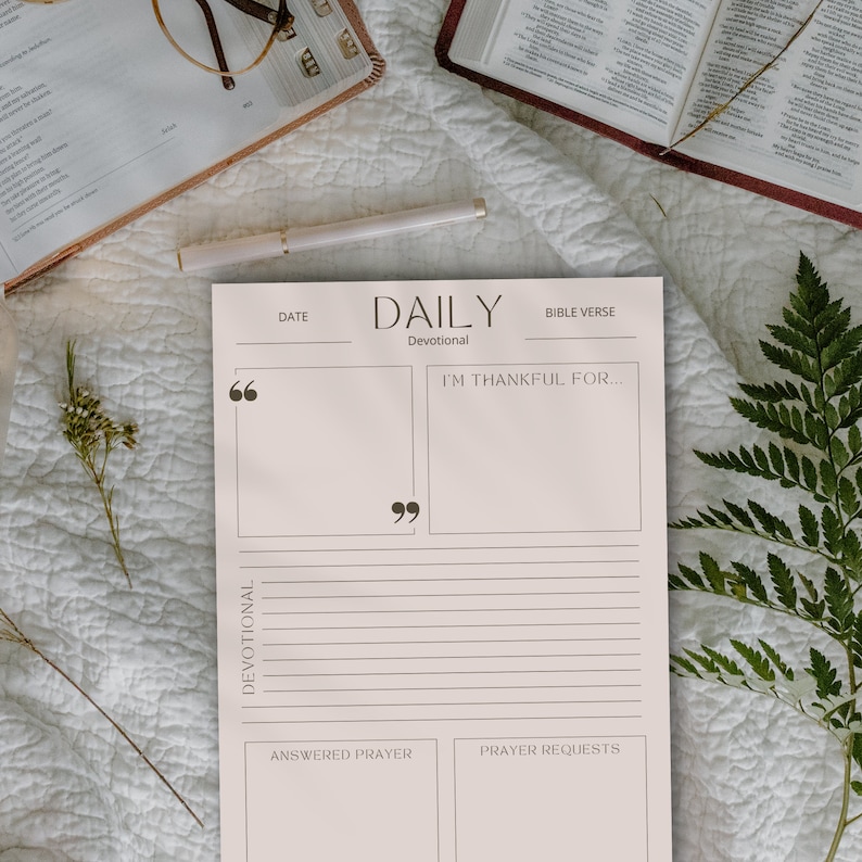 Daily Devotional Journal Printable Bible Reading Template Everyday ...