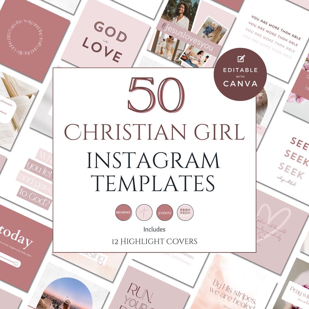 Christian Girl Instagram Template for Church Social Medium Canva ...