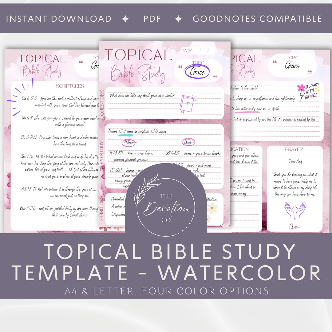 Printable Topical Bible Study Template Bible Word Study Etsy Printable Topical Bible Study Template Bible Word Study Etsy