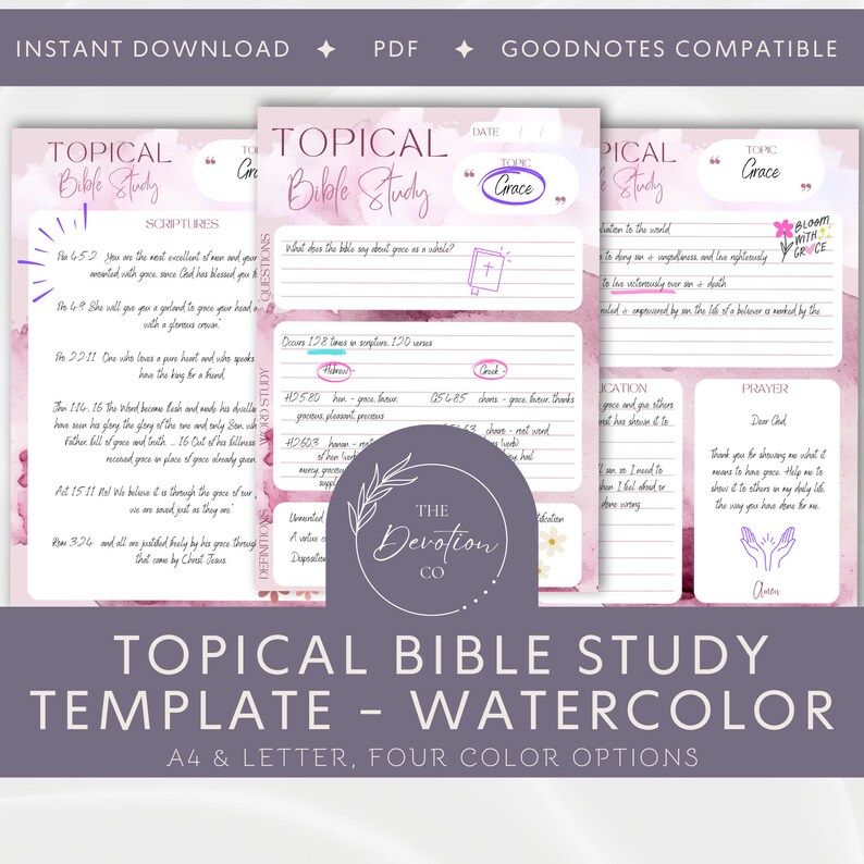 Printable Topical Bible Study Template Bible Word Study - Etsy