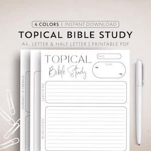 トピック別聖書研究 印刷可能な聖書主題研究 デジタルテンプレート 聖書ノート Goodnote 聖書研究テンプレート 聖書ジャーナリング研究ノート