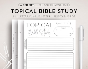 Topical Bible Study Printable Bible Subject Study Digital Template Bible Notes Goodnote Bible Study Template Bible Journaling Study Notes