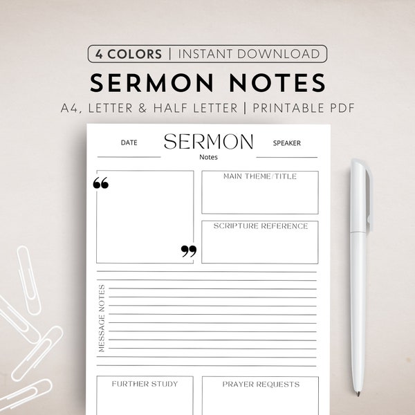 Digital Sermon Note Template Printable Sermon Note Journal Sermon Note Printable Church Note PDF Sermon Journal Goodnote Sermon Template