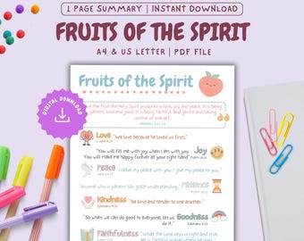 Fruit of the Spirit Printable Kids Bible Study Galatians 5 22 Bible Curriculum Kids Church Template Fruits of Holy Spirit Sunday School PDF
