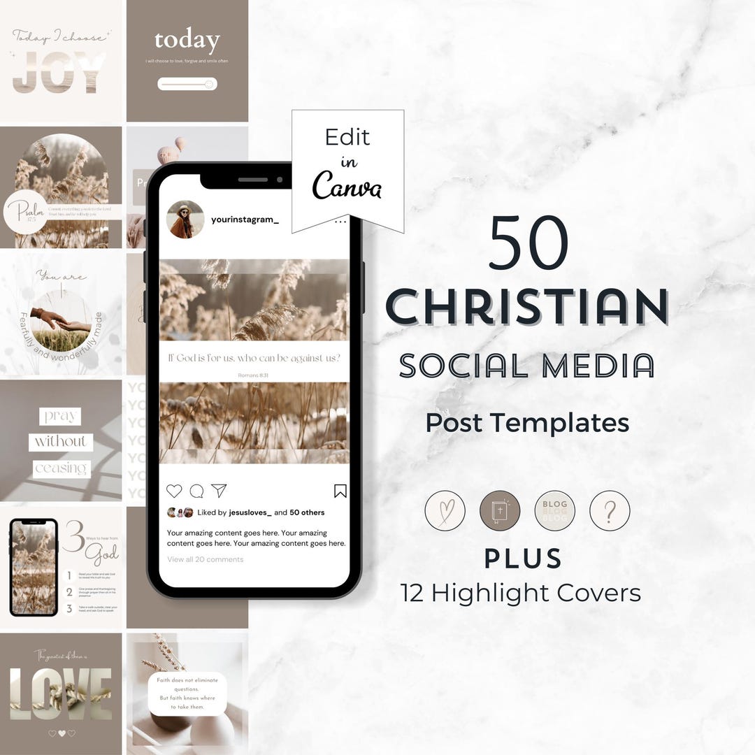 50 Christian Instagram Template Neutral Aesthetic Social Media Post ...