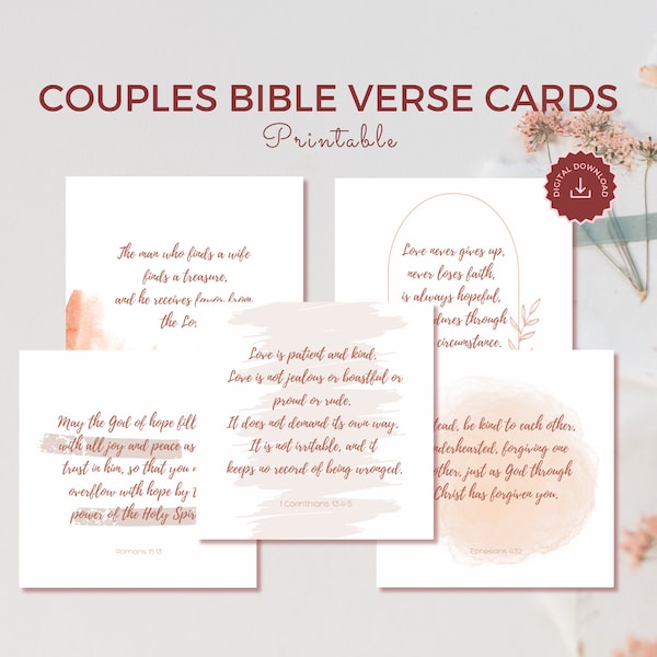 Love Scripture Cards Printable Couple Bible Verse Card Digital Marriage Scripture Couples Verse Card Set Wedding Bible Verse Love Card