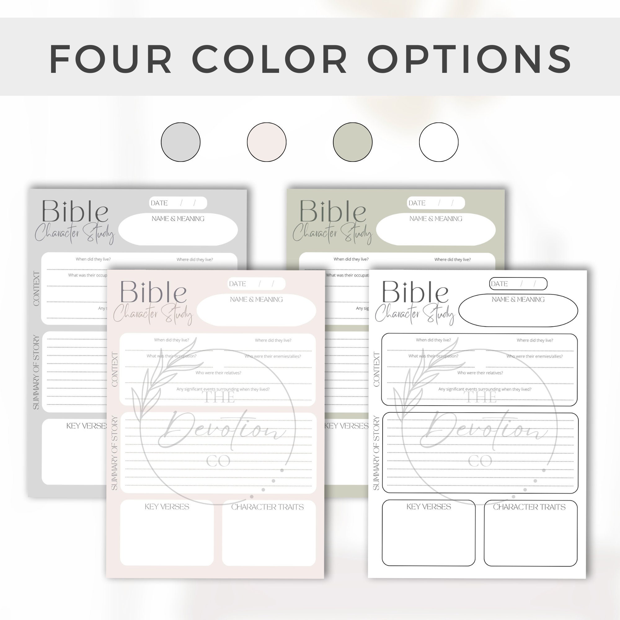 Character Bible Study Template Printable Bible Study Notes - Etsy