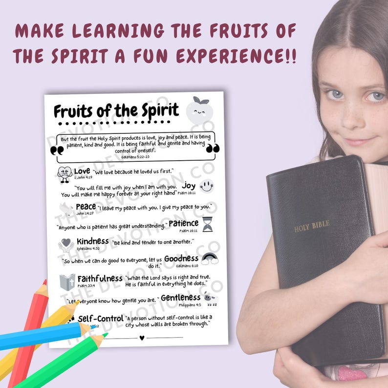 Fruit of the Spirit Printable Kids Bible Study Galatians 5 22 Bible ...