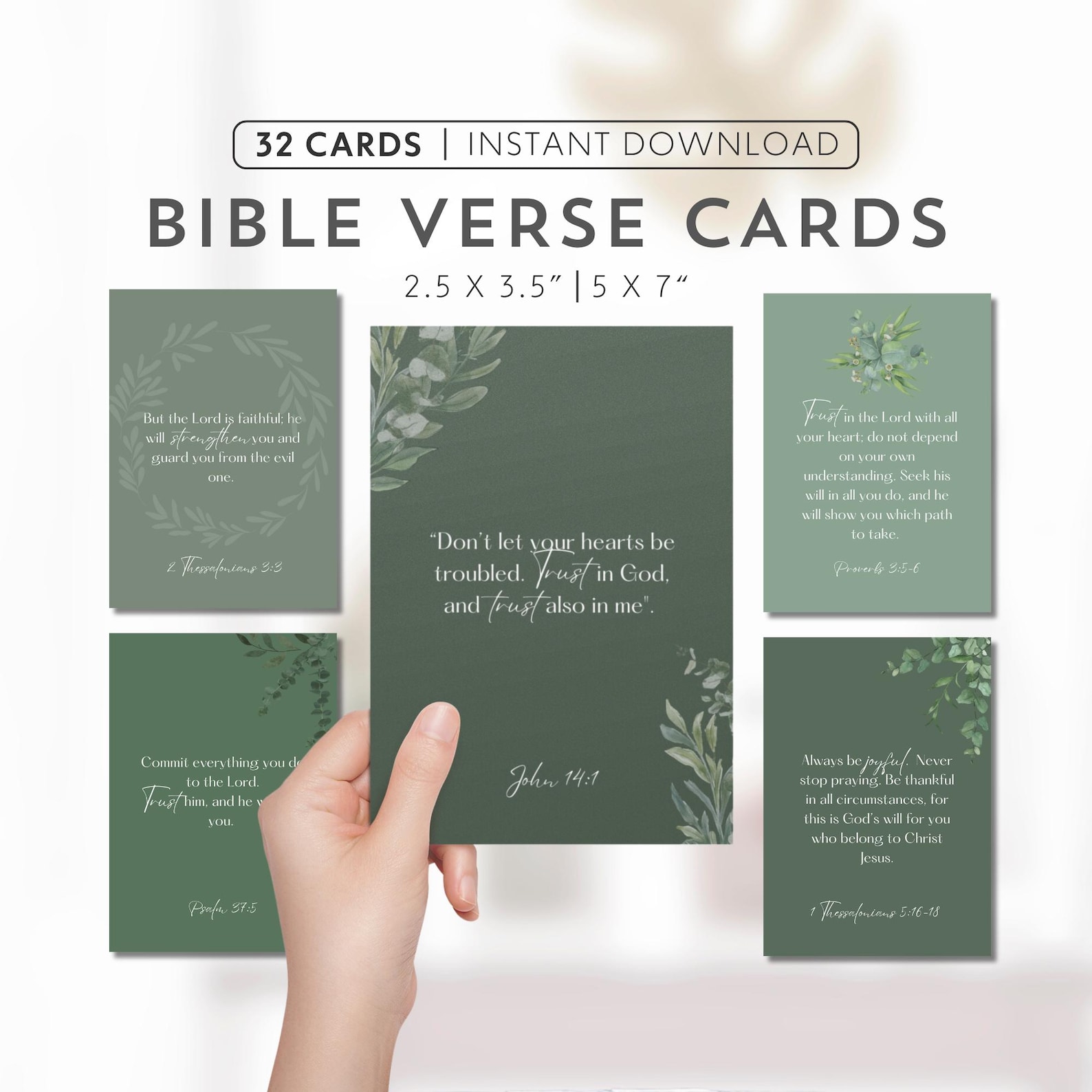 Printable Bible Verse Cards Scripture Memory Card Set Verses on Anxiety ...