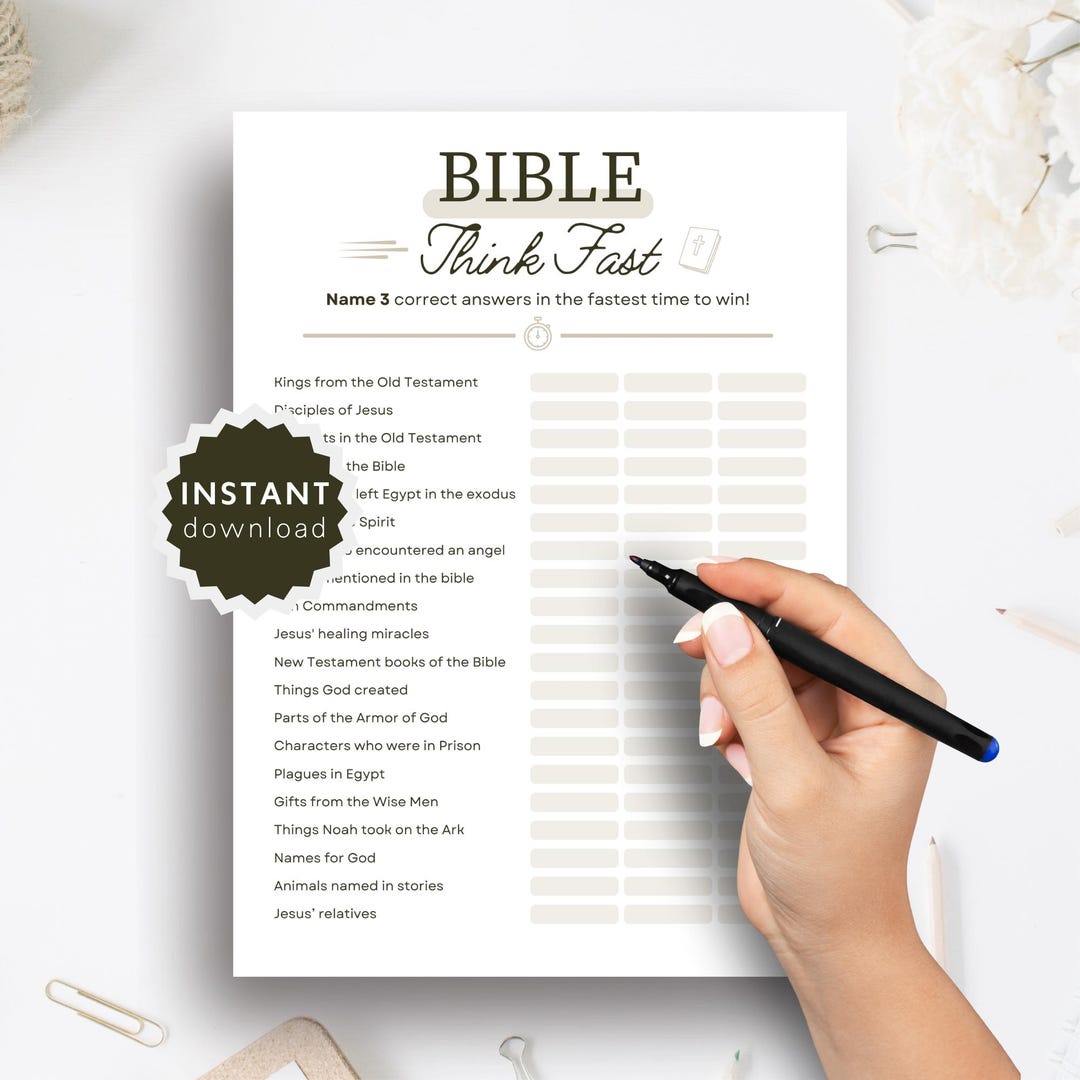 Printable Bible Game for Church Activity Sheet Bible Category Challenge