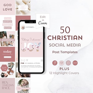 Christian Canva Instagram Post Template Editable Instagram Template Christian Quote Social Media Feed Highlight Icon Christian Influencer