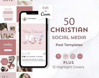 Christian Canva Instagram Post Template Editable Instagram Template Christian Quote Social Media Feed Highlight Icon Christian Influencer