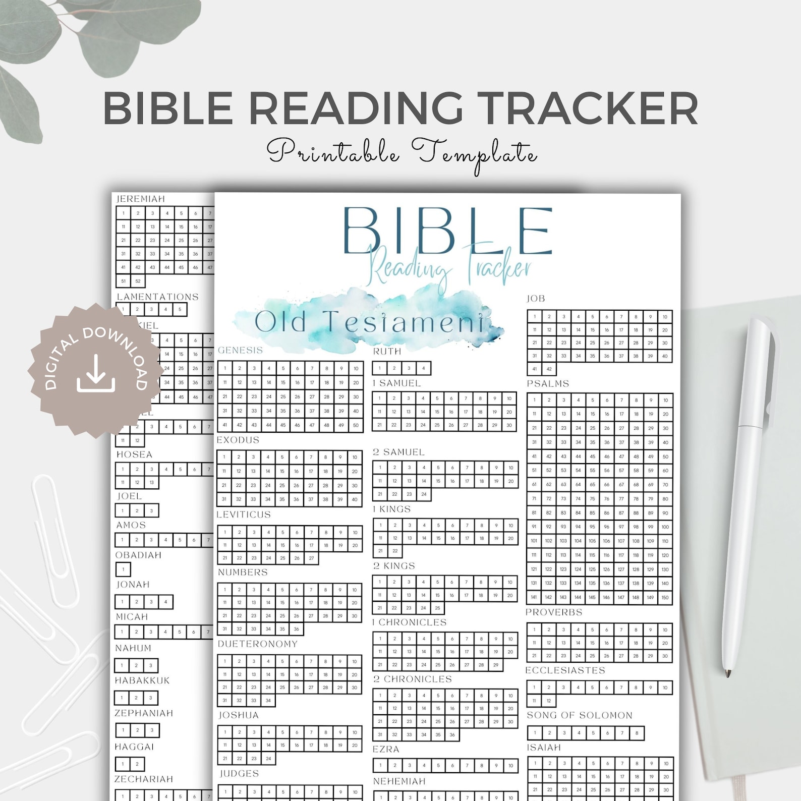 Printable Bible Reading Plan Checklist Bible Tracker Printable Bible ...