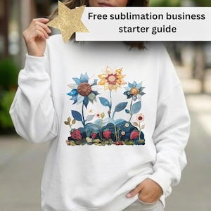 Girasol patchwork PNG, descarga digital de sublimación Americana, camisa americana shabby chic diseño cottagecore, PNG de moda